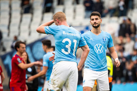 Malmö FFs Franz Brorsson och Antonio Colak deppar