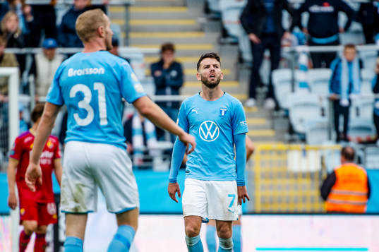 Malmö FFs Franz Brorsson och Erdal Rakip deppar