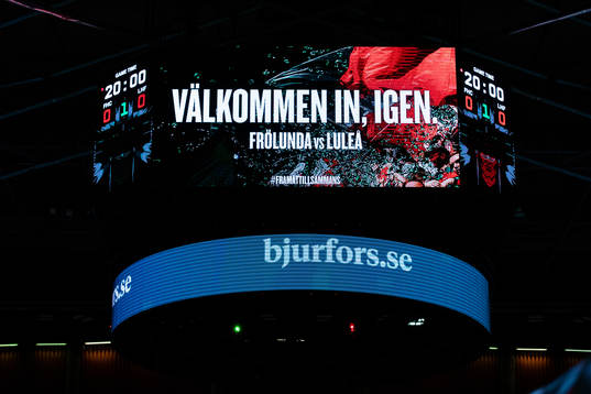 Jumbotronen i Scandinavium innan ishockeymatchen i SHL