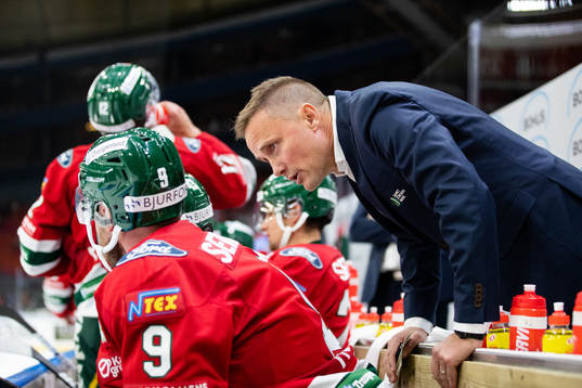 Frölundas Jan Mursak och tränare Roger Rönnberg