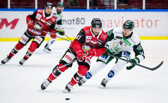 Malmö Redhawks Jaedon Descheneau och Färjestads Victor