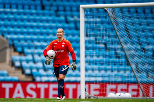 Goalkeeper Aurora Mikalsen of the Norwegian women's