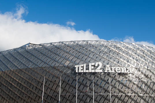 Tele2 arena innan fotbollsmatchen i Allsvenskan mellan