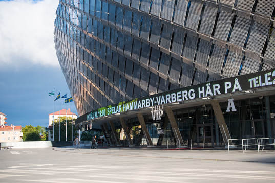 Tele2 arena innan fotbollsmatchen i Allsvenskan mellan