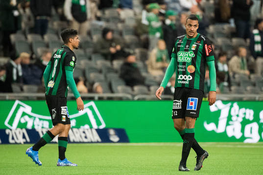 Varbergs Simon Karlsson Adjei och Luke le Roux deppar