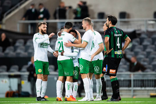 Hammarbys Astrit Selmani och Akinkunmi Amoo jublar
