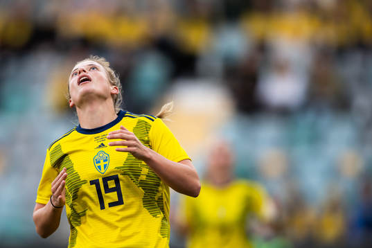 Anna Anvegård of Sweden looks dejected
