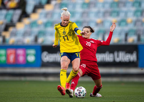 Caroline Seger of Sweden and Khatia Tchkonia of Georgia