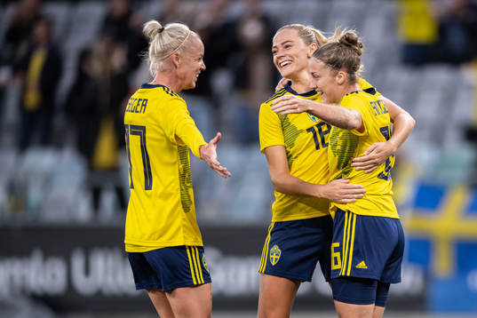 Caroline Seger, Fridolina Rolfö and Filippa Angeldahl of