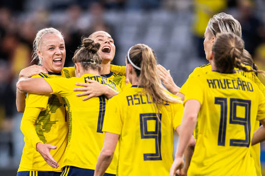 Caroline Seger, Fridolina Rolfö and Filippa Angeldahl of