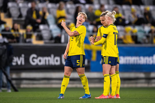 Nilla Fischer, Caroline Seger and Nathalie Björn of Sweden