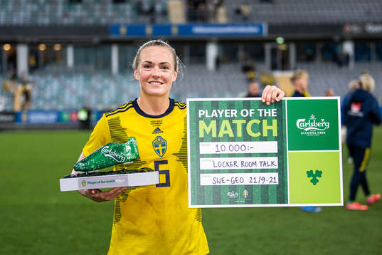 Magdalena Eriksson of Sweden is awarded player of the match