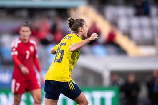 Filippa Angeldahl of Sweden celebrates