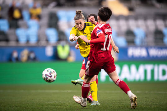 Filippa Angeldahl of Sweden scores the 1-0 goal