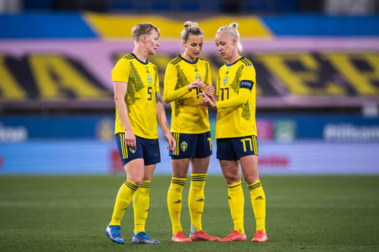Nilla Fischer, Nathalie Björn and Caroline Seger of Sweden