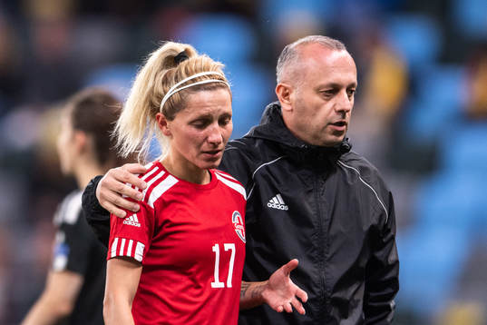 Nino Sutidze of Georgia with an injury