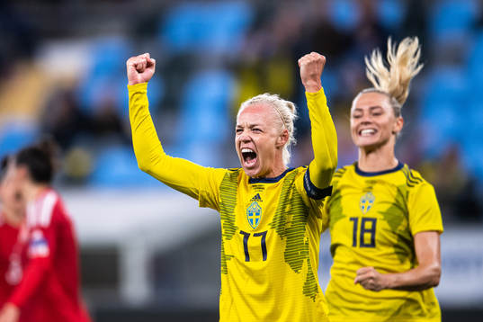 Caroline Seger of Sweden celebrates