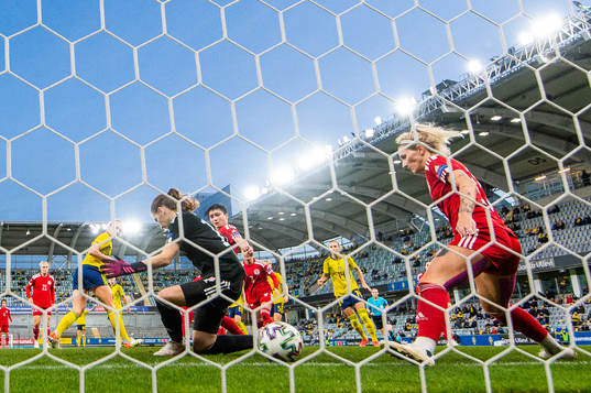 Magdalena Eriksson of Sweden scores 2-0 behind goalkeeper