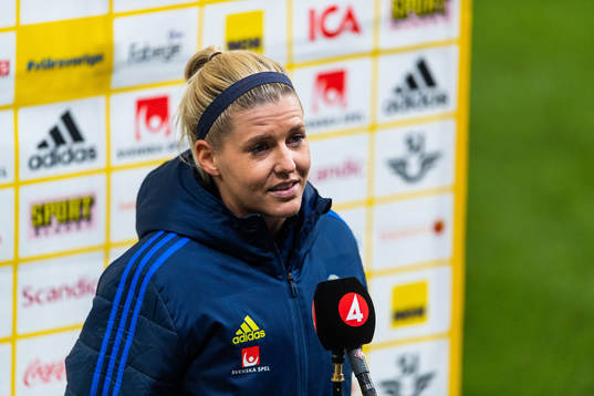 Olivia Schough of Sweden is interviewed