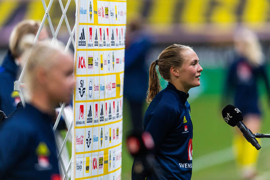 Magdalena Eriksson of Sweden is interviewed