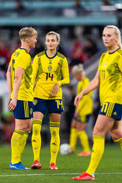 Nilla Fischer and Nathalie Björn of Sweden