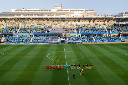 Kosovare Asllani of Sweden is acknowledged for playing her