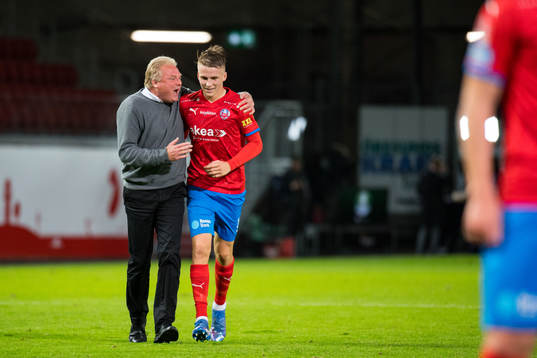 Helsingborgs tränare Jörgen Lennartsson och Casper Widell