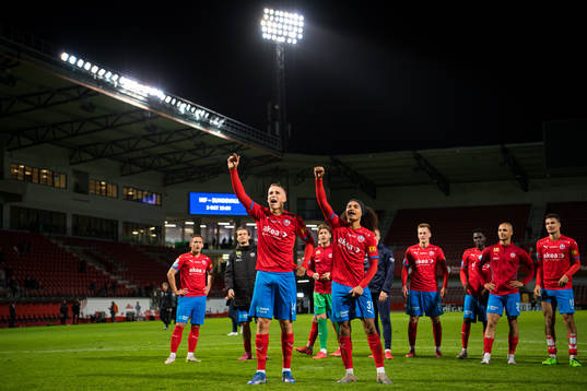 Helsingborgs Casper Widell och Adam Kaied jublar