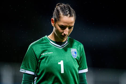 Goalkeeper Florentina Kolgeci of Kosovo
