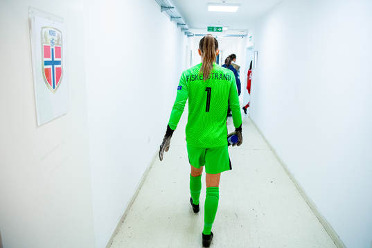 Goalkeeper Cecilie Fiskerstrand of Norway at half-time