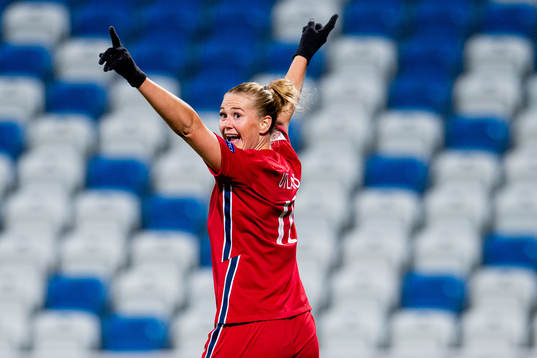 Lisa-Marie Karlseng Utland of Norway celebrates scoring 0-3