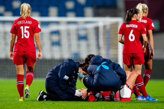 Ingrid Syrstad Engen of Norway with an injury