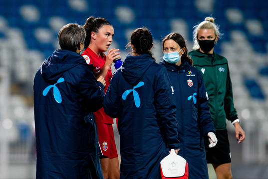 Ingrid Syrstad Engen of Norway with an injury