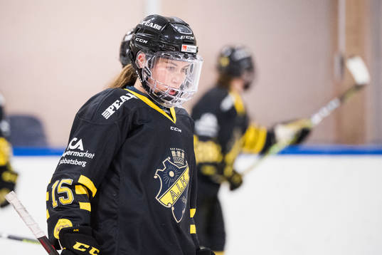 s Lindsey Donovan innan ishockeymatchen i SDHL mellan AIK