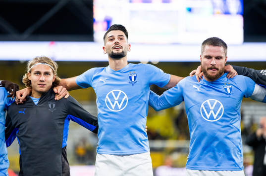 Malmö FFs Sebastian Nanasi, Antonio Colak och Franz