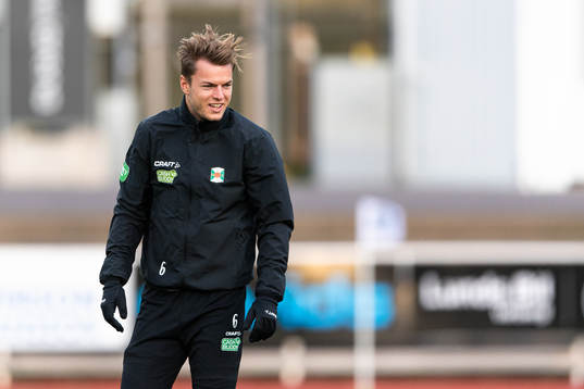 Varbergs Albin Winbo före fotbollsmatchen i Allsvenskan