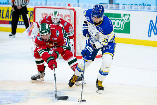 Frölundas Christian Folin och Leksands Mikael Ruohomaa