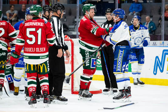 Frölundas Christian Folin och Leksands Patrik Zackrisson