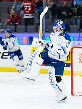 Leksands målvakt Kasimir Kaskisuo jublar