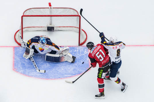Malmö Redhawks Emil Sylvegård oroar mot Djurgårdens