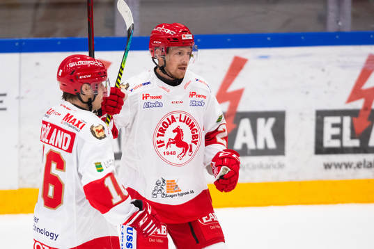 Troja-Ljungbys Joakim Hillding jublar