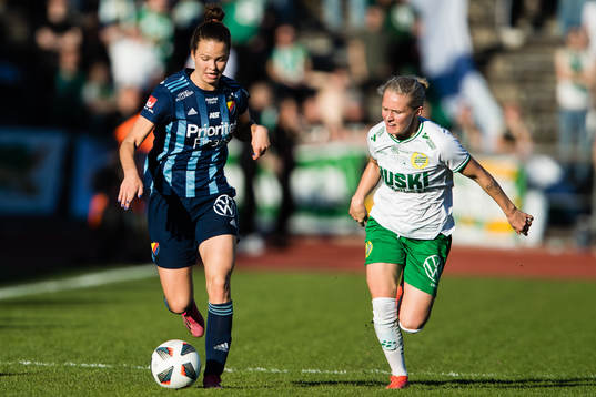 Djurgårdens Julia Walentowicz och Hammarbys Emilia Larsson