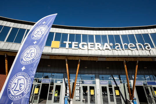 Tegera Arena innan ishockeymatchen i SHL mellan Leksand och