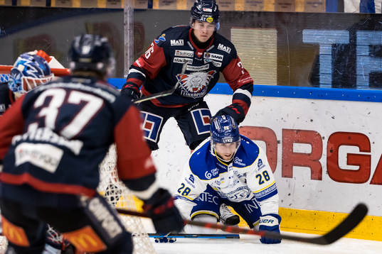 Leksands Justin Kloos och Linköpings Linus Cronholm