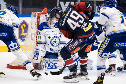 Leksands målvakt Kasimir Kaskisuo och Linköpings Benjamin