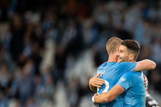 Malmö FFs Jo Inge Berget och Antonio Colak jublar
