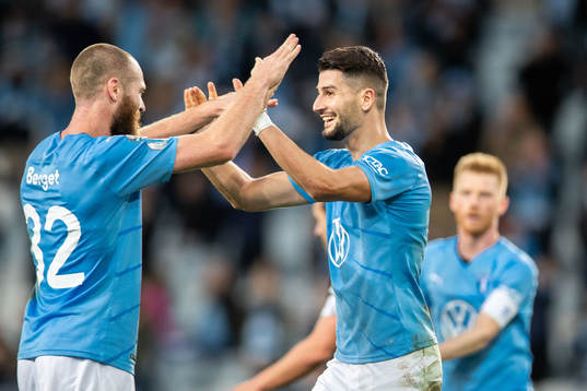 Malmö FFs Jo Inge Berget och Antonio Colak jublar