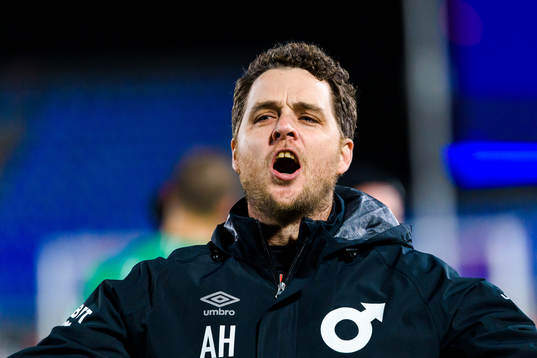 Degerfors tränare Andreas Holmberg jublar