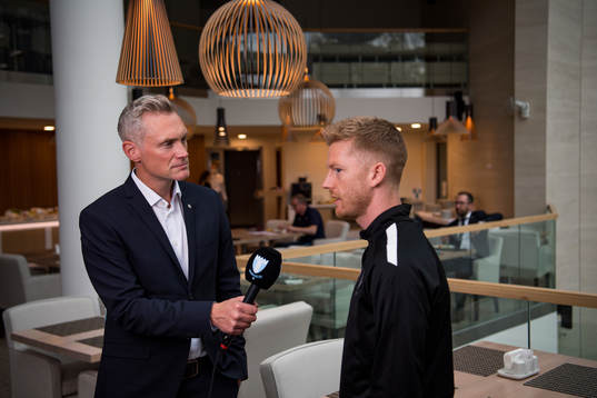 Anders Christiansen of Malmö FF is interviewed by Mattias