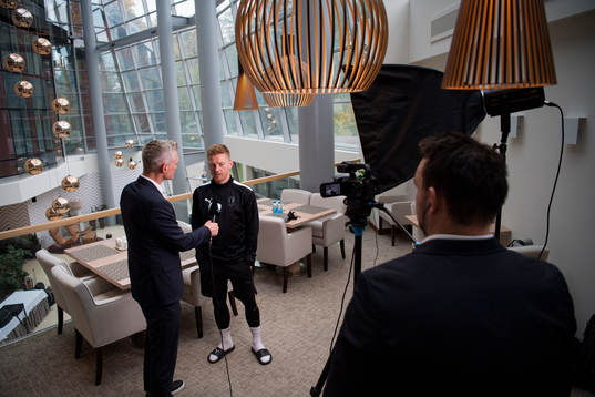 Anders Christiansen of Malmö FF is interviewed by Mattias